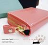 meow cheri Women's Accordion-Style Card Case, Genuine Leather, Made in Japan, Tochigi Leather and Himeji Leather, Mini Wallet with Coin Purse, Cat