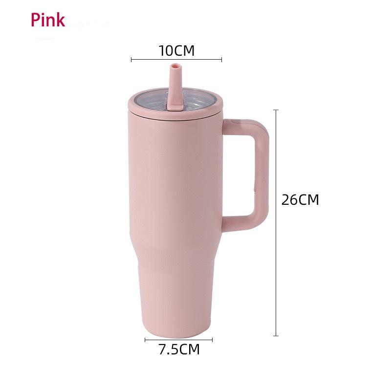 40 Oz Insulated Tumbler with Handle Straw Double Wall Vacuum Leakproof Thermal Iced Travel Mug Hot Drink Coffee Cup with Lid