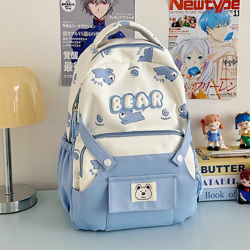 Schoolbag Junior High School Student Backpack Female Japanese Cute Bear Campus Large Capacity School Bag Girl Versatile Casual Backpack