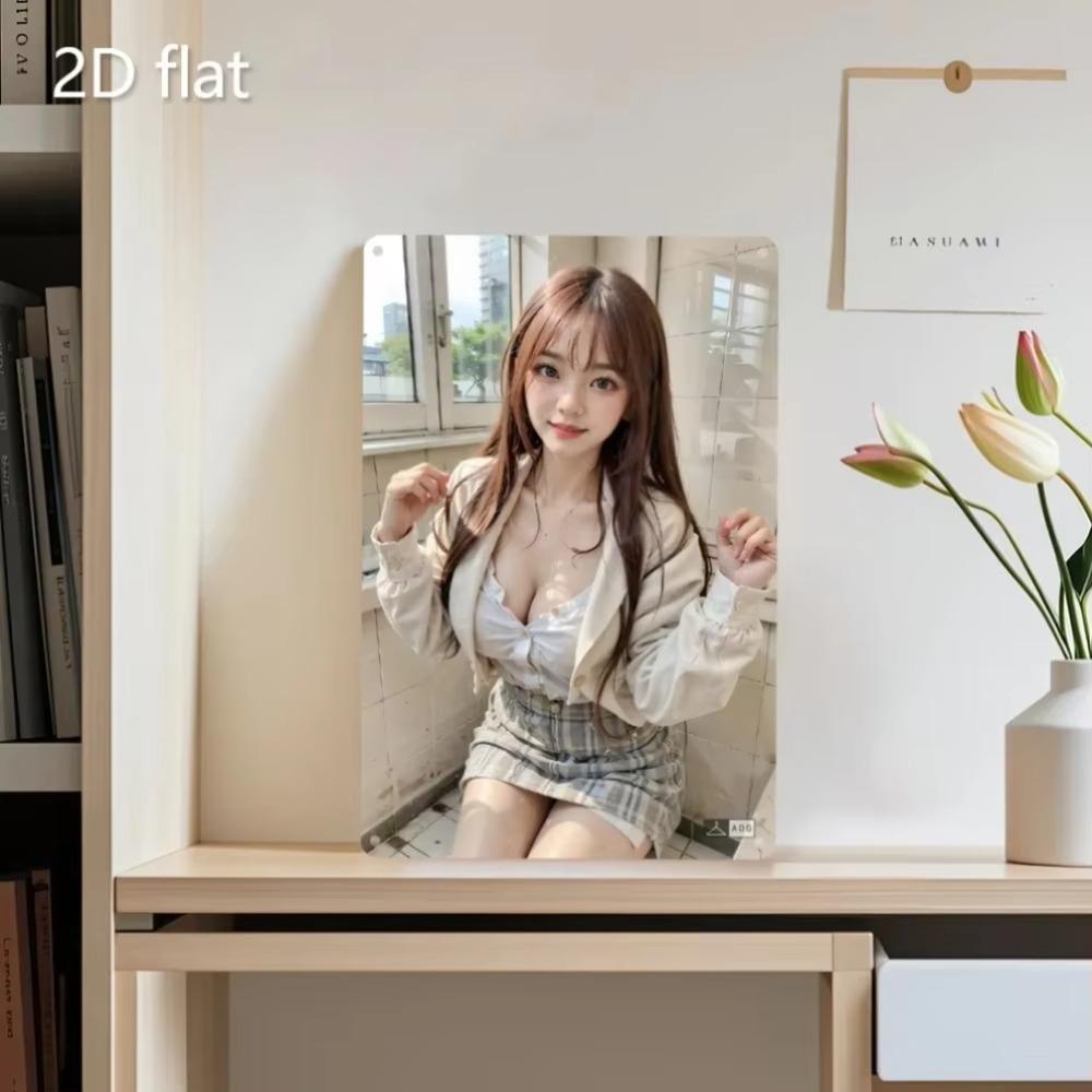 Anime Girl Metal Tin Sign Art Vintage 2D Decor Indoor Outdoor Wall Plaque