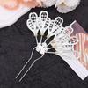 Crystal Rhinestone Flower Hairpin Metal Ethnic Headdress Jewelry Thai Style Leaf Hair Stick  Party