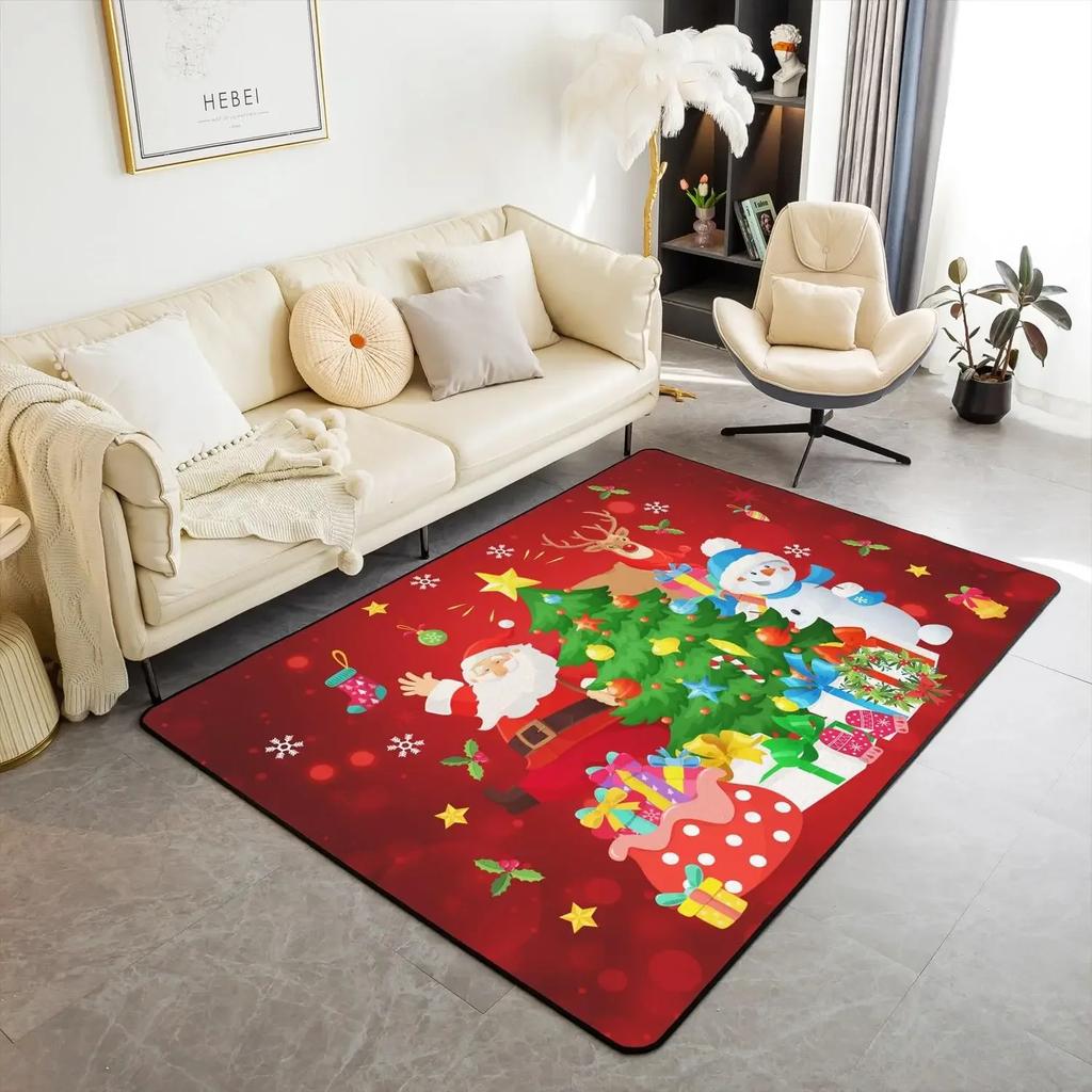Merry Christmas Santa Claus Home Entrance Decoration Carpet Door Mat Non-Slip Hallway Bedroom Bathroom Mat Living Room Rugs