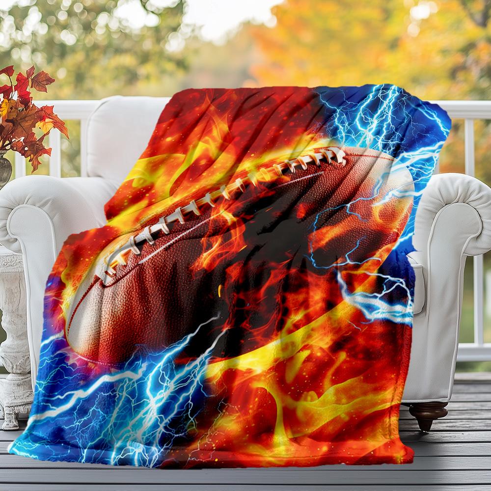 Fußball Feuer Außen Flanelldecken, Outdoor-Reise, Heimdecken, Fan-Geschenke, Geeignet für alle Jahreszeiten, Weihnachtsgeschenke. R1127012