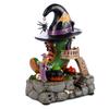 Halloween Village Antique Witch Shoe Shop Lit Building House and Rotating Cauldron Bubble, with Spider Accessories and LED Light