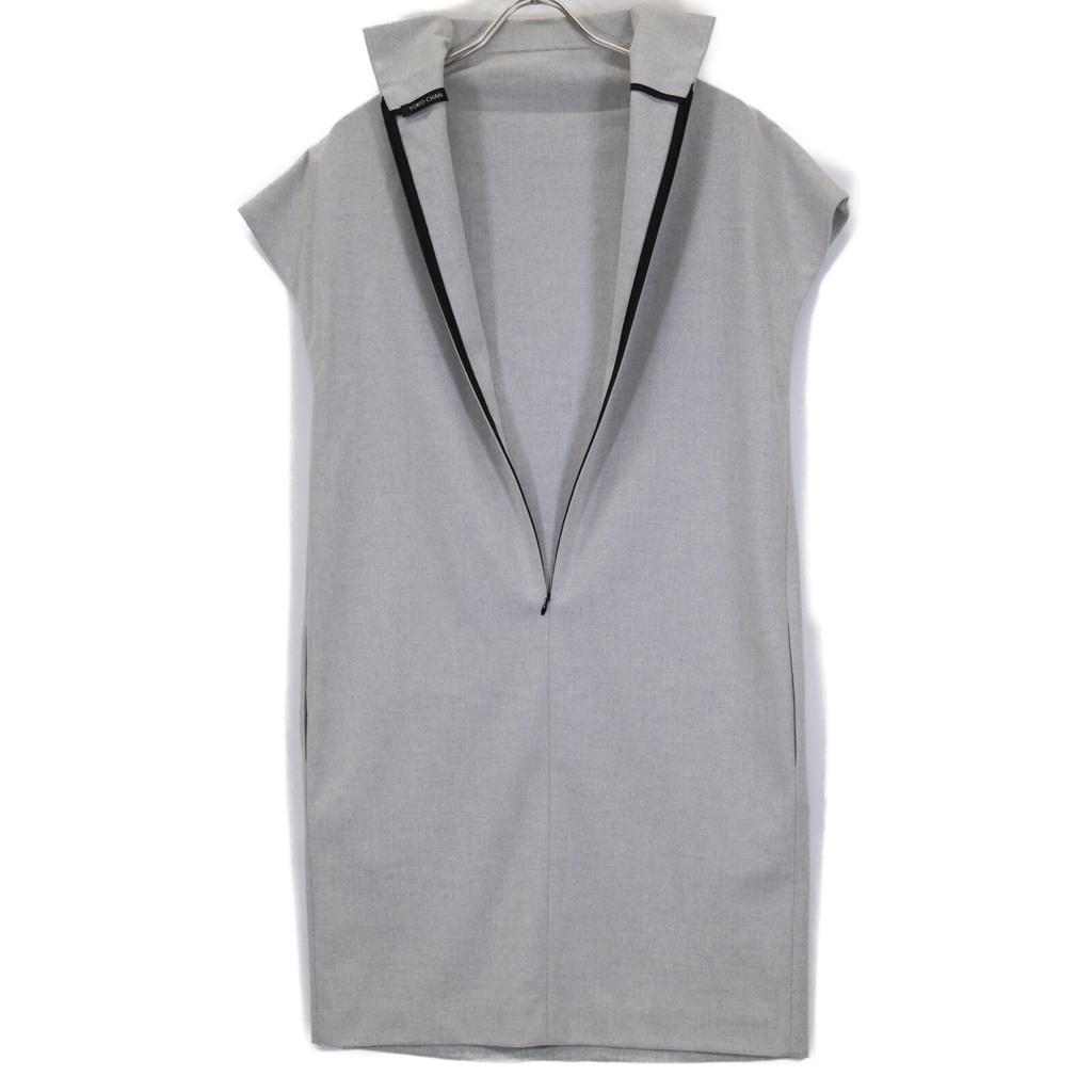 YOKOCHAN Grey YCD-314-128 Mock Neck Dress Dress 38 Light grayUsed