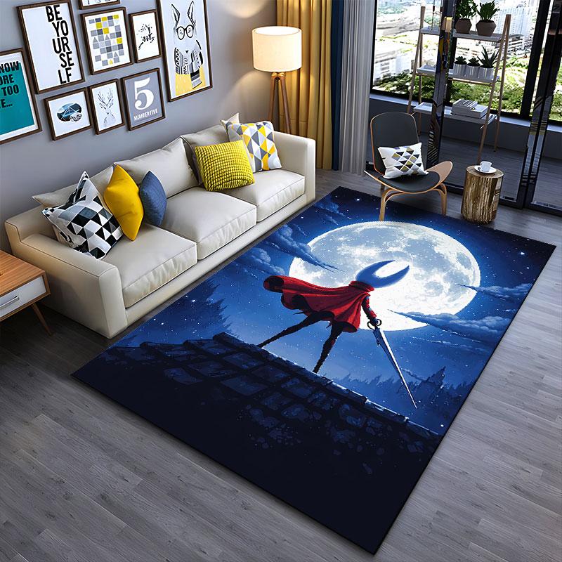 Warrior Silhouette Under Moon Suitable As a Non-slip Mat for the Living Room or Bedroom Sofa