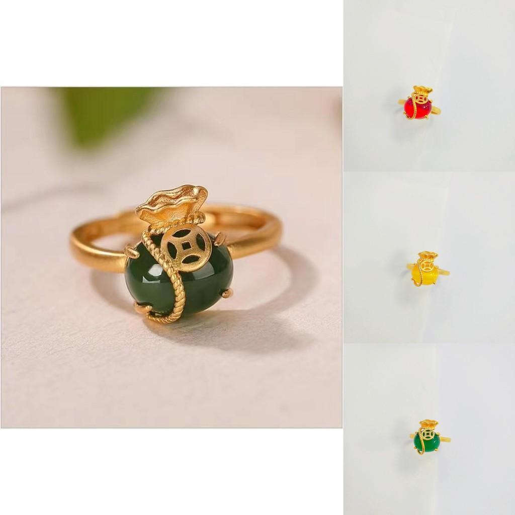 Unique Vietnamese Coin Pouch Ring Charming Gold Plated Brass Ring With Shape Geometric