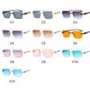 Rimless Leopard Head Decorated Sunglasses Gradient UV Protection Rectangular Sun Glasses Transparent Lens Shades for Women