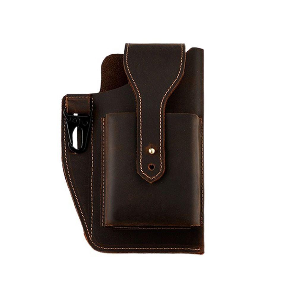 Portable Leather Phone Bag Cowhide Leather Cell Phone Pouch Durable Phone Belt Holder  Walking