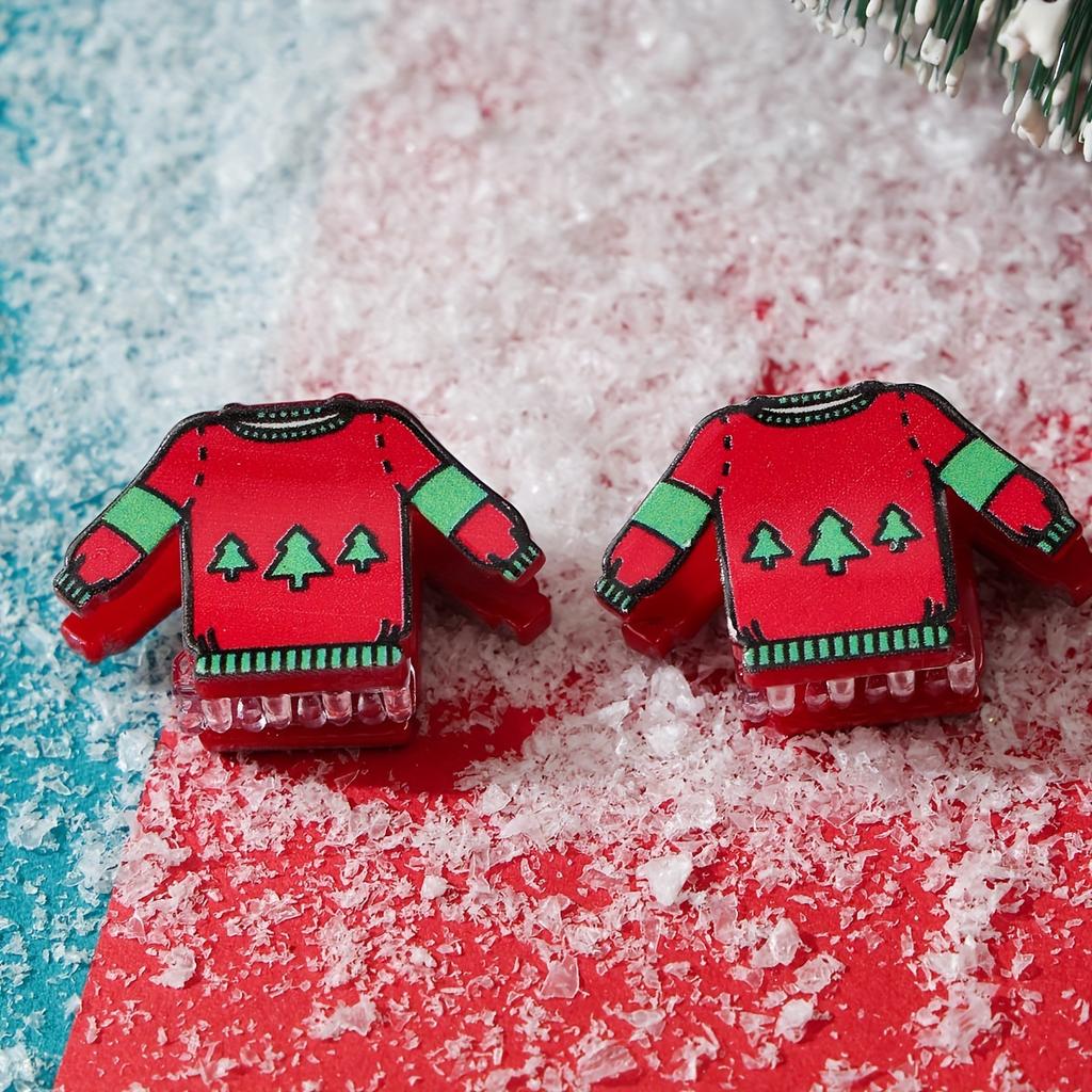 5pcs Christmas Creative Mini Acrylic Hair Clips | Santa Claus & Christmas Tree Princess Head Bangs Clip, Decor Hair Pin