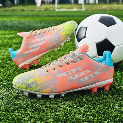 Kids Soccer Cleats Grass Field Training Competition Youth Football Shoes Low-Cut TPU Sole Non-Slip