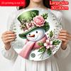 2D Flat, 1pc Aluminum Printed Flat Design, Classic Aluminum "Merry Christmas" Snowman Decorative Plaque and Ornament - Rustic Christmas Holiday