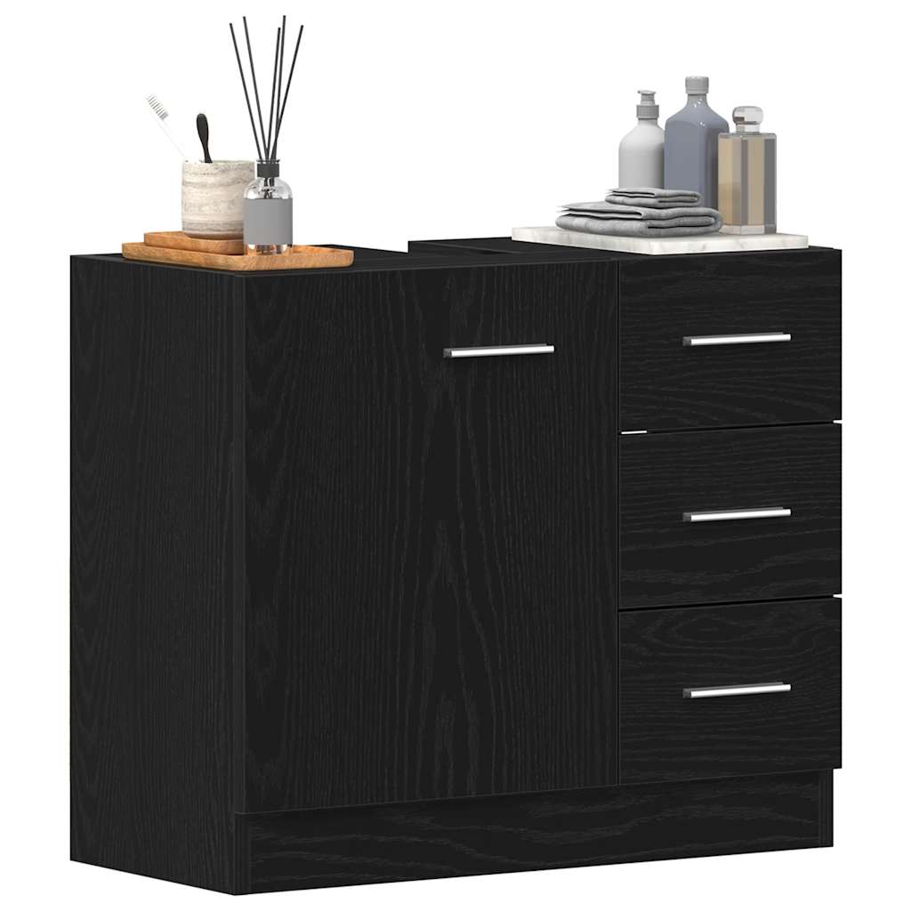 Bathroom Vanity Unit Black Oak Effect 63 x 30 x 54 cm