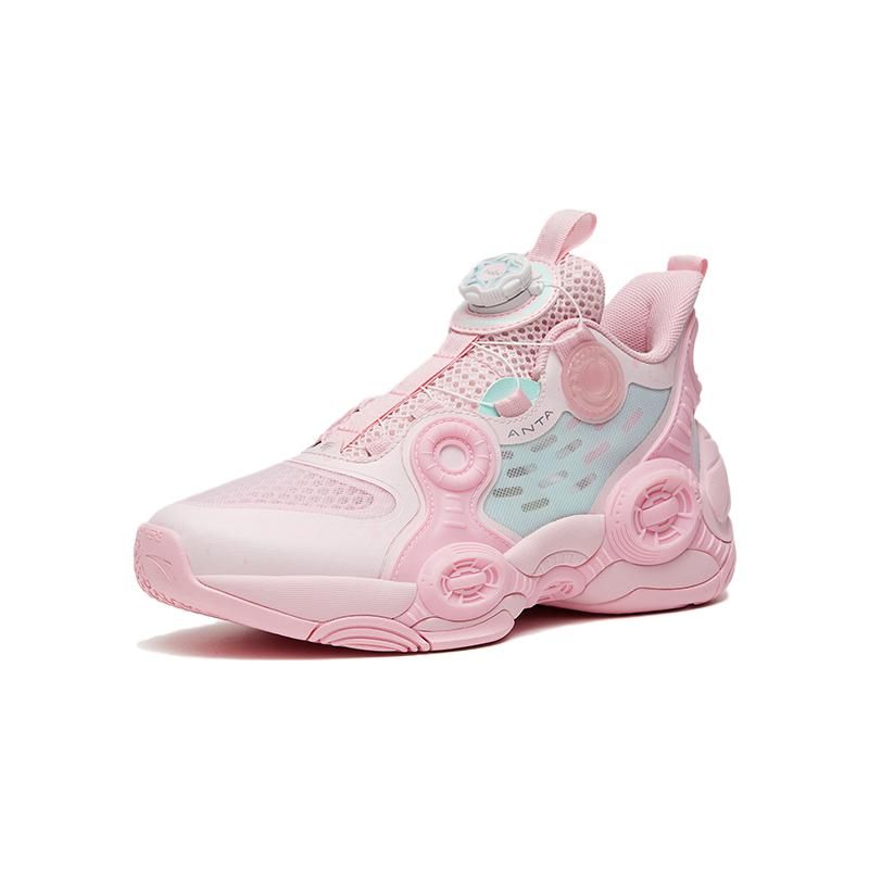 Anta Irregular 2 Sports Fashion Comfortable Non-Slip Wear-Resistant Mid-Top Kids Basketball Shoes Kids Basketball Shoes Pink Blue 322321102H-8