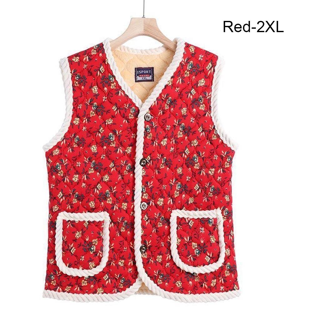 Warm Fleece-Lined and Thickened Floral Vest Soft Padded Cottagecore Style Kimchi Vest Lightweight Quilted Vest Autumn Winter