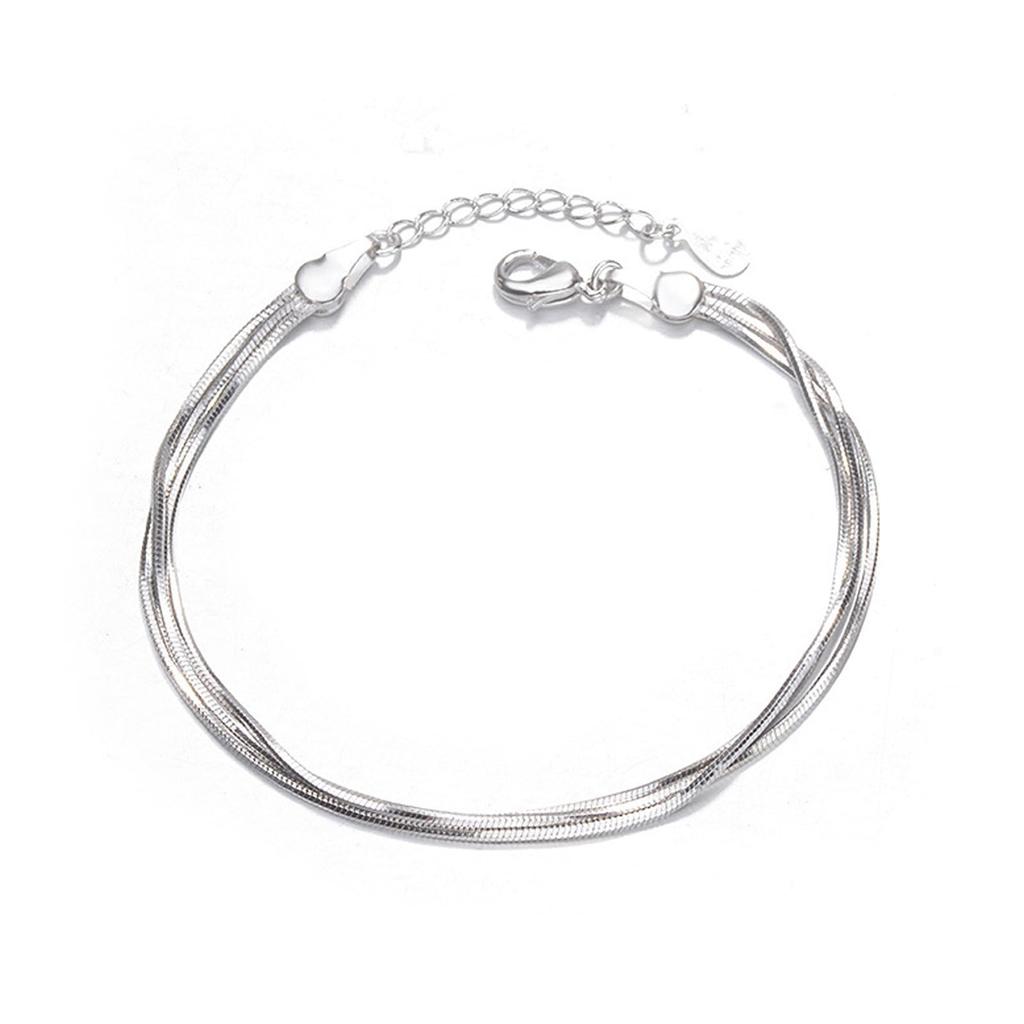 925 Sterling Silver Layered Heart Beaded Bracelets for Women and Teens | Fashion Link Chain Bracelet | Great Jewelry Gift