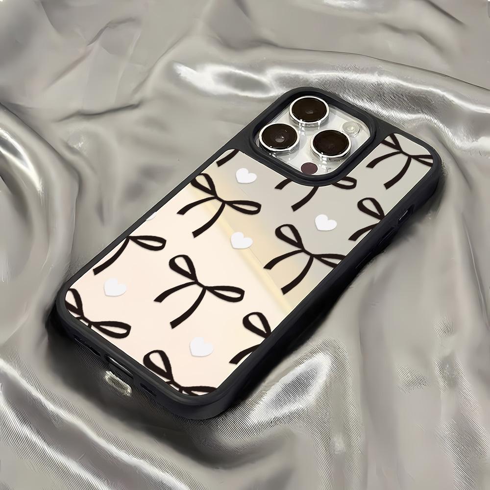 Spiegel Handyhülle für iPhone 15 11 13 14 für 15 16 Pro Max 12 13 16 Pro Wolke Blume und Tier Niedlicher Stil Handyhülle