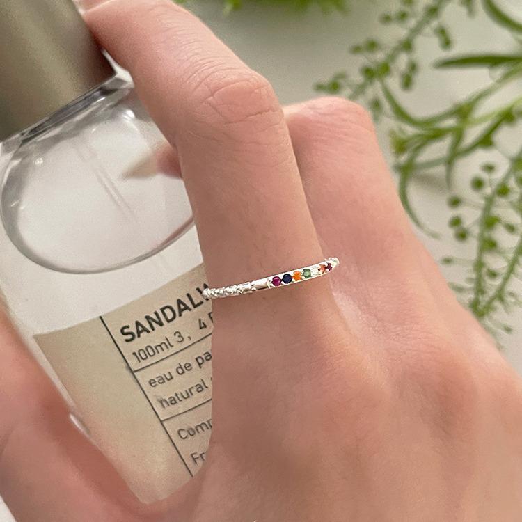 Women's Rainbow Zirconia Adjustable Geometric Stackable Ring