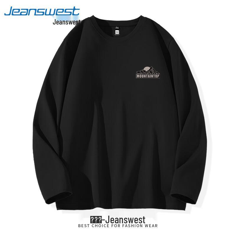 Jeanswest Men's American Style Heavyweight Pure Cotton Long Sleeve T-Shirt
