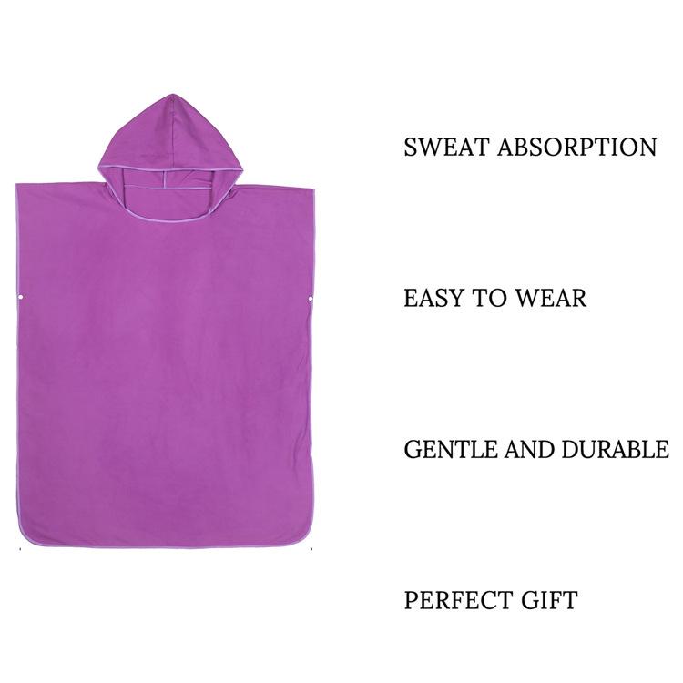 Poncho da surf per adulti con cappuccio in pile double-face - Asciugamano da spiaggia e per cambi ad asciugatura rapida.