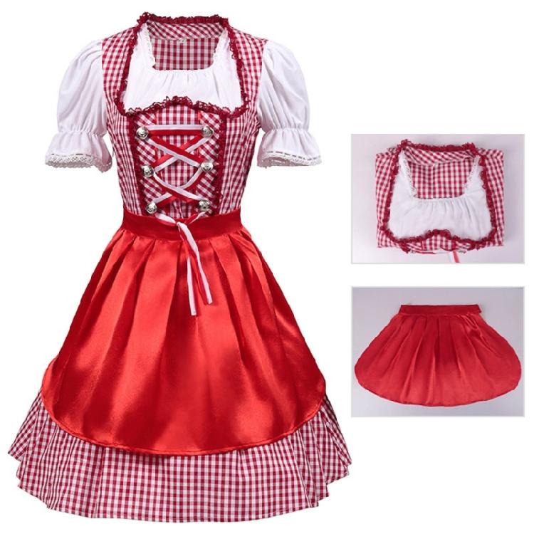 Set Costume Bavarese Tedesco Oktoberfest per Donne Adulte, Vestiti Dirndl Costume da Birra per Halloween e Carnevale del Festival della Birra