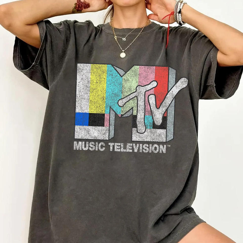 MTV Classic Retro TV-Signal Logo T-Shirt, 80er und 90er Retro MTV Familienkleidung, Mädchen Musik-TV-Signal Logo T-Shirt