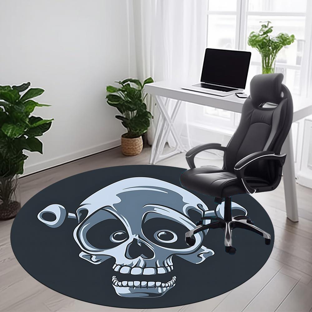 1pc Skull Jester Office Round Area Rug, Indoor Mat Suitable ForOffice, Under Office Chairs Bedroom Living Room Home Decor, Room Deco Q040