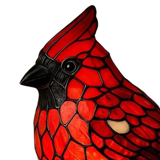 Cardinals Table Lamp Resin Red Bird Night Light for Bedside Living Room Christmas Decor