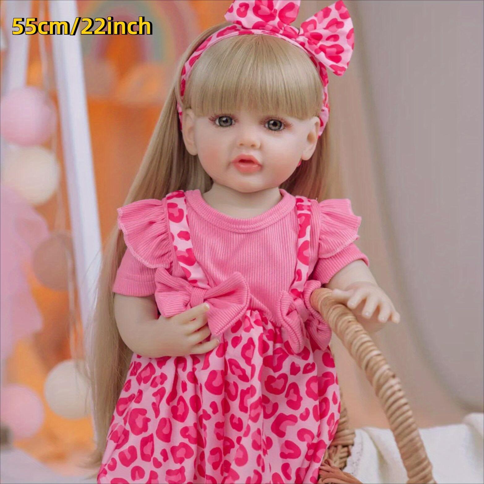

BZDOLL 55cm Full Body Soft Vinyl Reborn Baby Girl Stand Doll Lifelike 22inch Princess Toddler Art Toy Bebe Birthday Gift for Children vinyl body doll