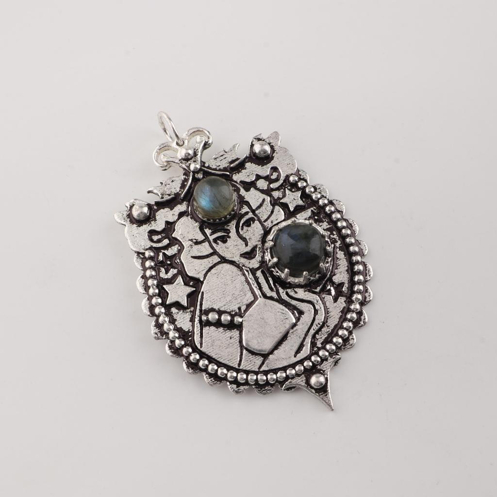 Natural Labradorite Gemstone 925 Sterling Silver Handmade Jewelry Pretty Necklace Pendant 1.9" For Women CP-44-32