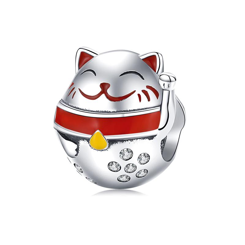 WOSTU 925 Silver New Year Gift Lucky Red KOI Charm Lucky Bag Pendant Pawprint Beads Fit Fortune Red Rope Bracelet DIY Jewelry