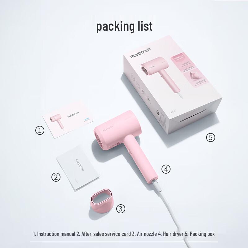 FLYCO FH6291 Negative Ion Hair Dryer CN plug (adapter included)