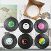 6pcs Coaster European American Retro Style Drink Beer Tea Abs Vinyl Record Cd Non Slip Drink Coaster for Desktop