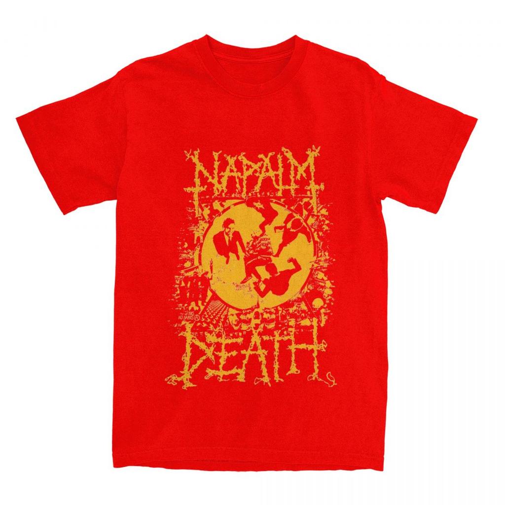 Herr Dam Napalm Death Musikband T-shirt Death Metal 100% Bomull Toppar Fantastisk Kortärmad Rundhalsad T-shirt Stor Storlek Skjorta