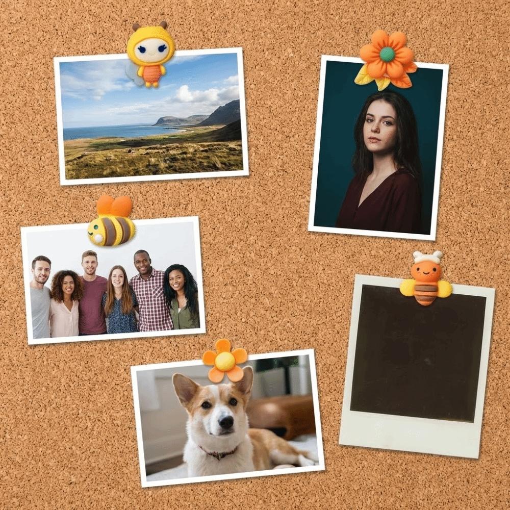 30 stk Bærbar 3D Bi Blomst Trykkenåler DIY Gjenbrukbar Tommelnål Multifunksjonell Kreativ Tavle Tommelnål Kontor Skoleutstyr