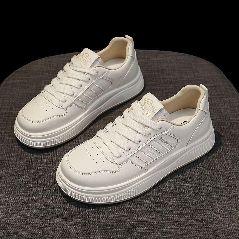 2025 spring and autumn new platform white shoes small women round head lace-up versatile casual board shoes sports shoes