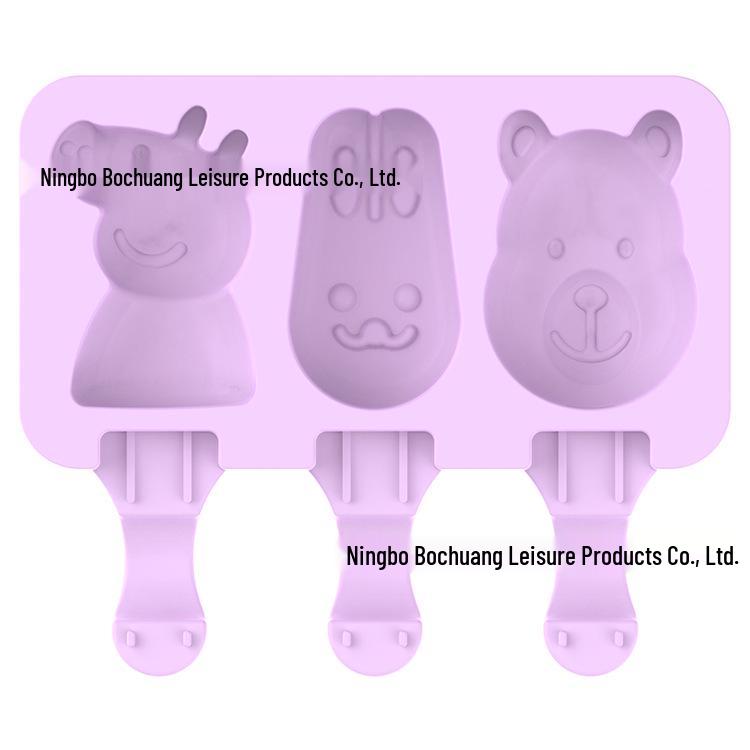 Silicone 3-Cavity Popsicle & Ice Cube Tray with Lid