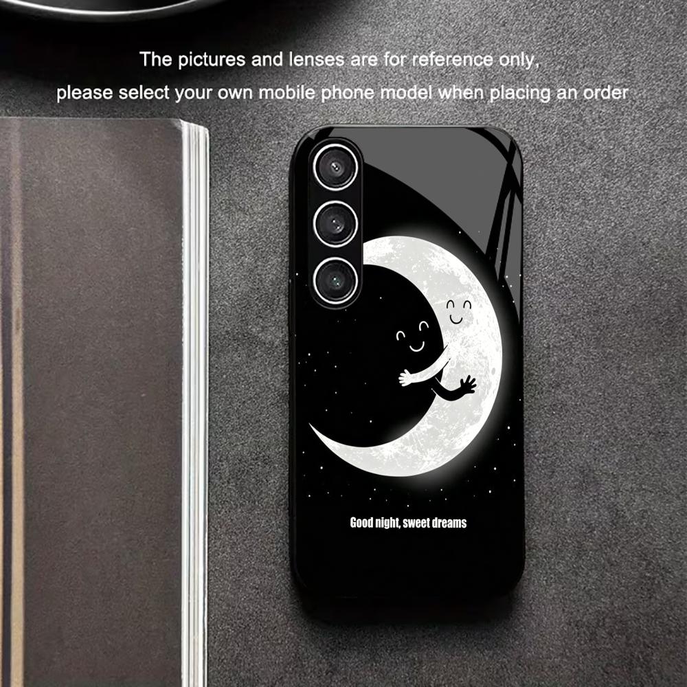 Mondnacht Schutzhülle Exquisit Hochwertig Glas TPU Handyhülle für Samsung Galaxy S26 S25 S24 S23 S22 S21 FE, Ultra, Plus