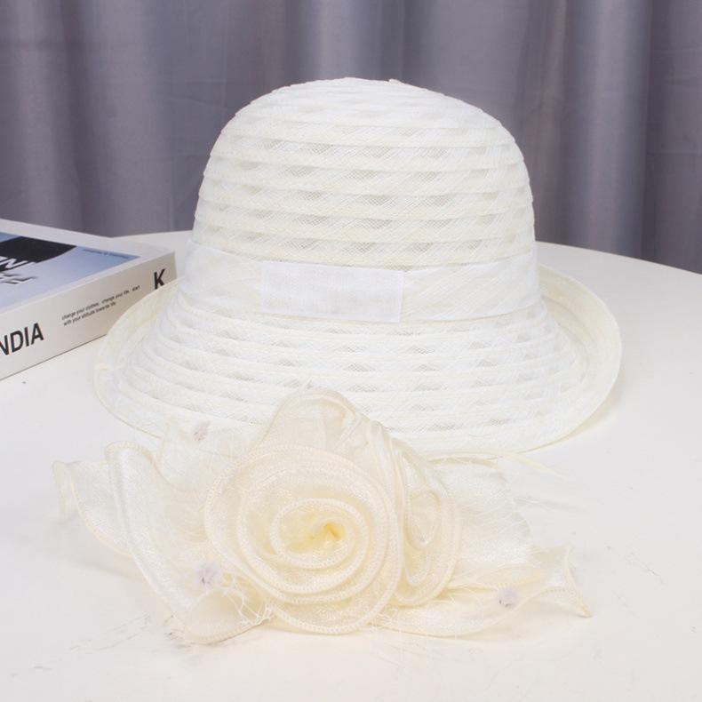 Elegant Women's Summer Sun Hat with Lace & Mesh Detail - Vintage-Inspired, UV Protection, Perfect for Outdoor Activities