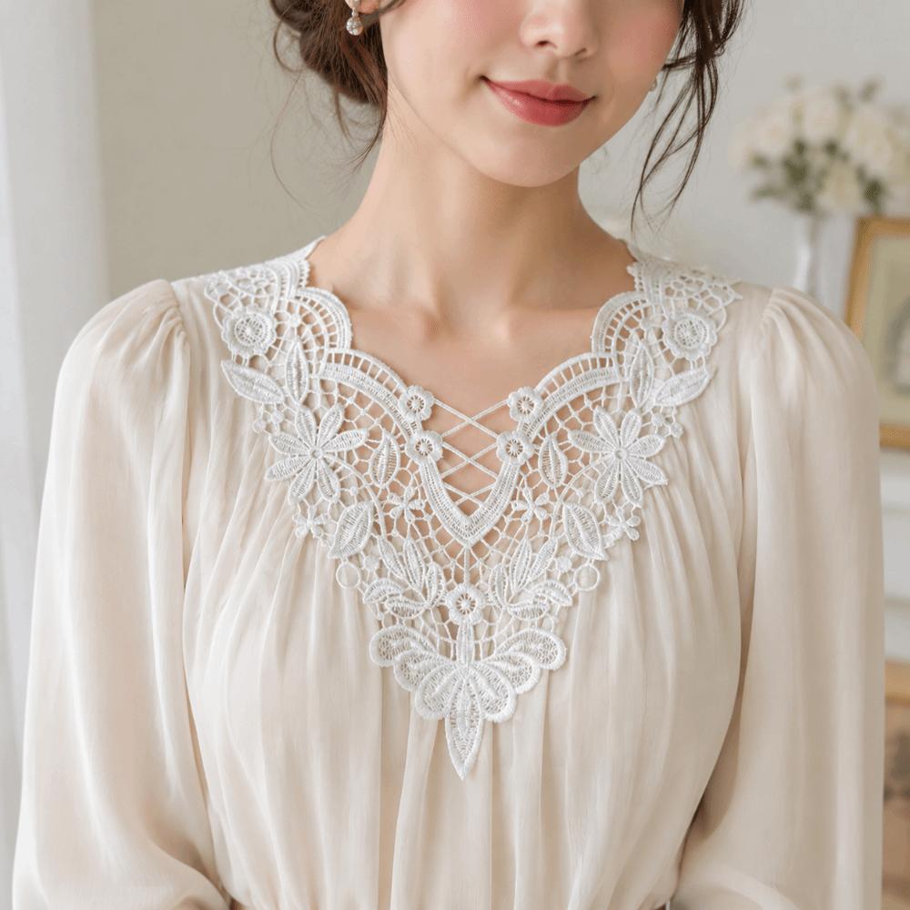 Elegant Neckline Collar Applique Handmade Hollow Out Trim DIY Sewing Supplies