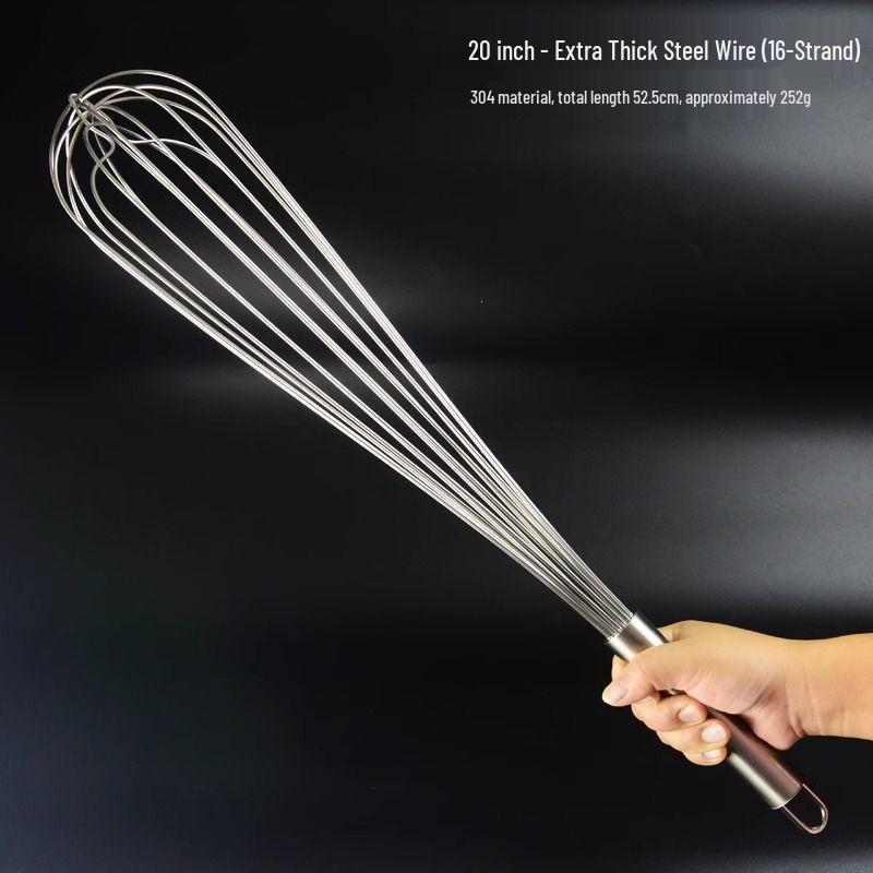 Commercial 304 Stainless Steel Egg Beater - 16 Wire Whisk for Baking and Whipping Cream, Large Size