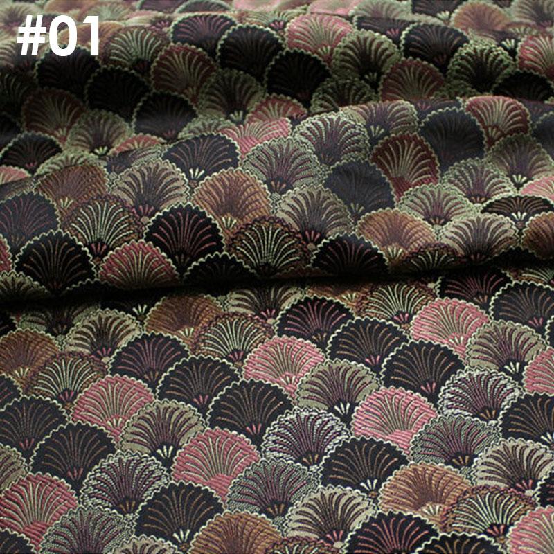 100x75cm Chinese Style Tibetan Mongolian Robe Brocade Jacquard Fabric Retro Silky Satin Fabric For DIY Hanfu Sewing Material