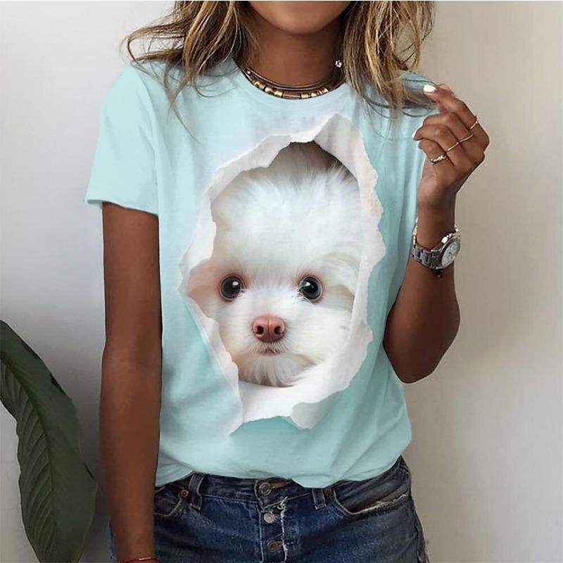 3d Kawaii Cat Print Tshirts Women's T Shirts Funny Fashion Short Sleeve Top Women Y2k Oversized Female Clothing Aesthetics Tees