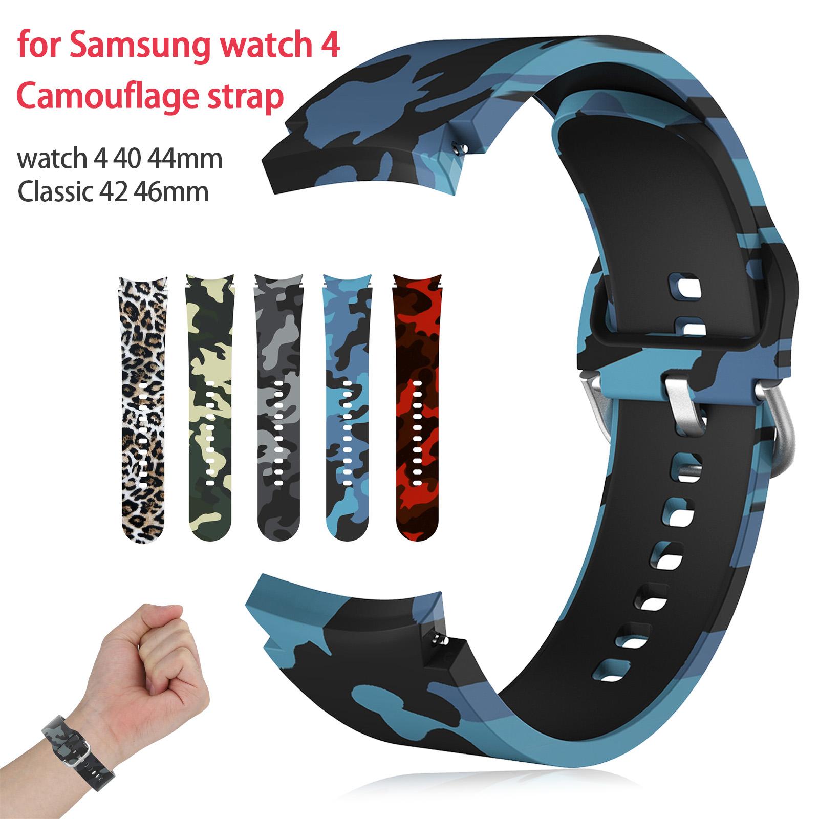 

Для Samsung Galaxy Watch 5 4 44 мм 40 мм ремешок для часов Watch5 Pro 45 мм силиконовый ремешок с камуфляжным принтом Galaxy Watch 4 Classic 46 мм 42 мм ремешок