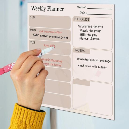 Magnetic Fridge Calendar Weekly Monthly Planner Dry Erase Board Schedules Chores Meals Planning Refrigerator Calendar Whiteboard Decoration