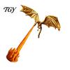 Fantasy Book Nook Dragon Bookshelf Light, 3D Printed Fire-Breathing Flying Dragon, Shelf Accent Lamp Reading Corner Lighting with LED Flame