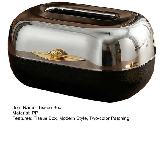 Tissue Box with Large Opening Mirror Surface Holder Anti-Slip Bottom Tissue Container for Living Room Coffee Table