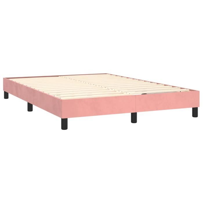 Cadre de lit avec matelas - Maison Exclusive - 140x190 cm - Velours rose - Relaxation maximale