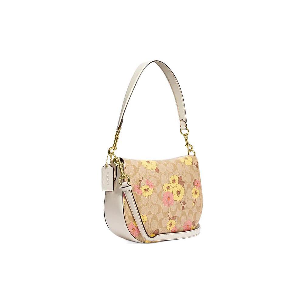 New COACH Cow Leather Shoulder Bag, Crossbody Bag Medium Size Women's Khaki CH347-IMOT4