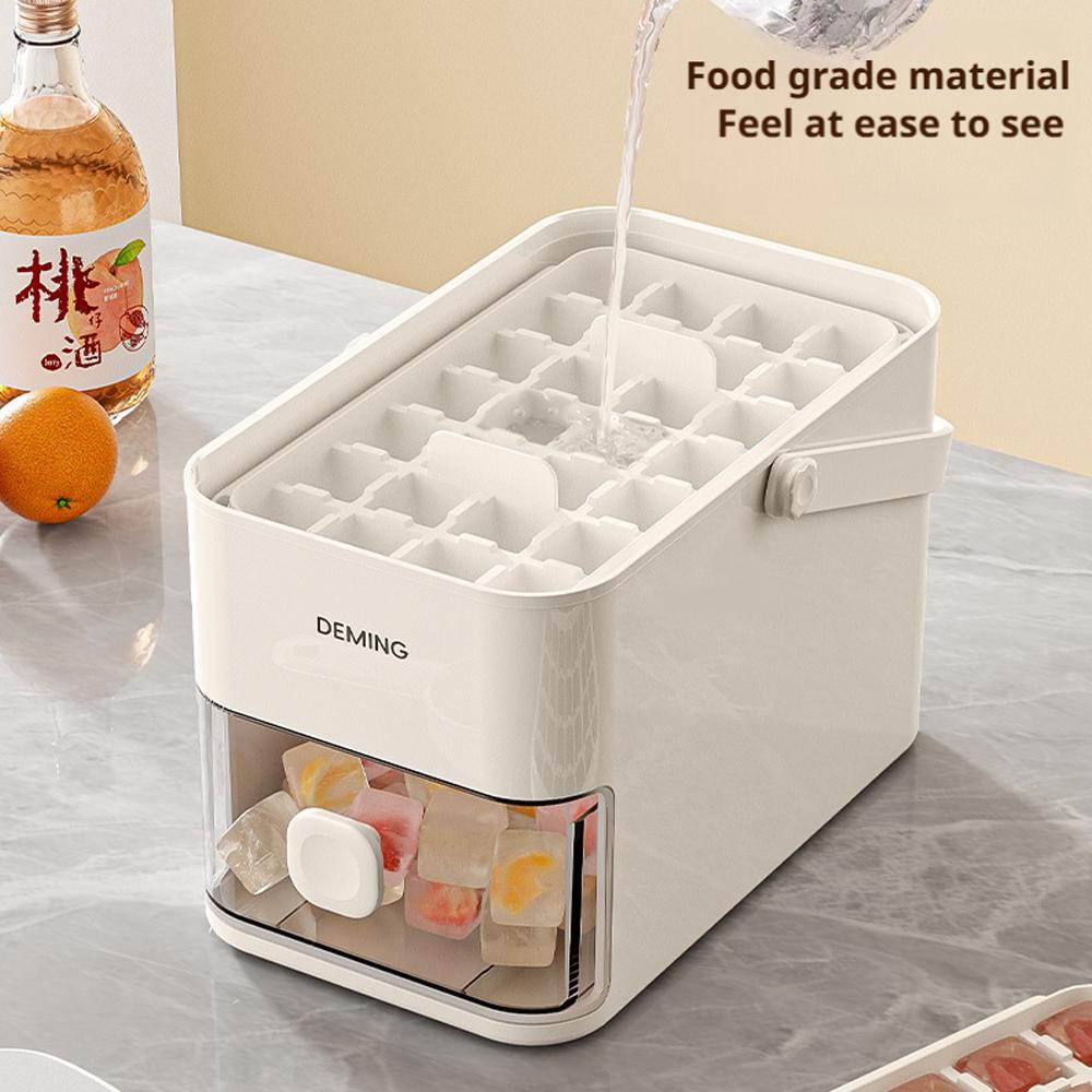 28/56-Cube Ice Maker Press Portable Design With Easy Ice Box Storage Cap Household Ice Double Press Layer - U2E3